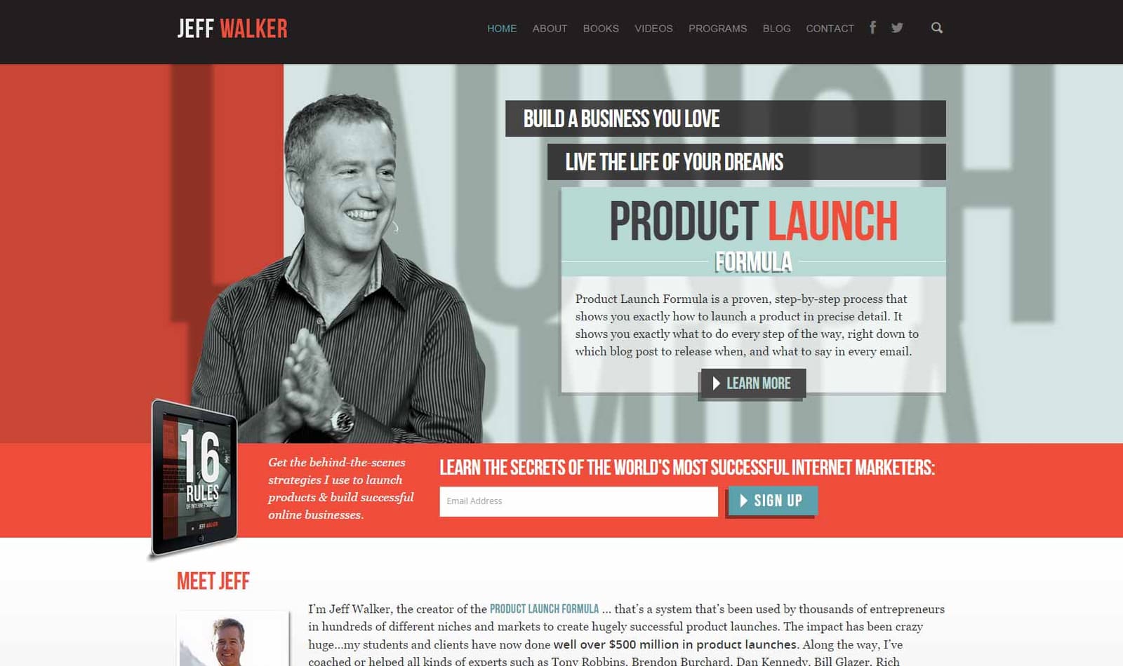 Jeff Walker — the site design by Peaceful Media