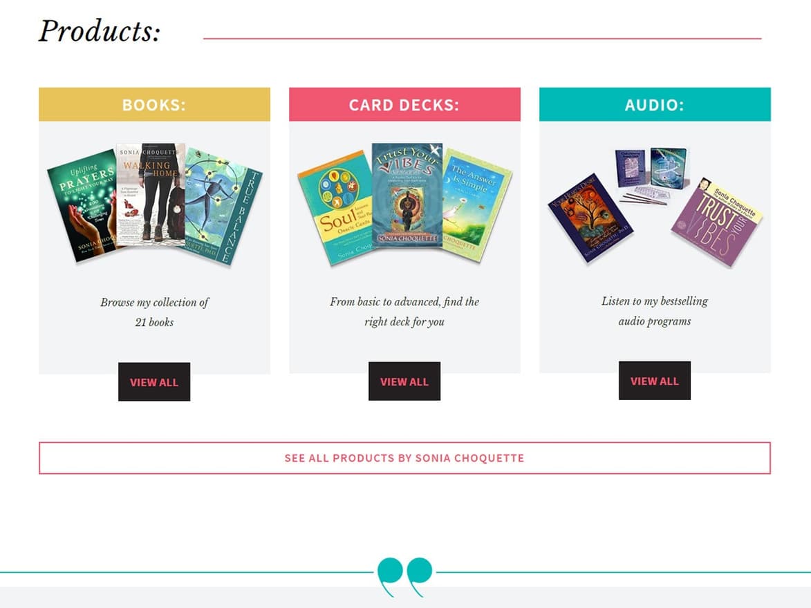Product catalog design — books, card decks, and audio programs